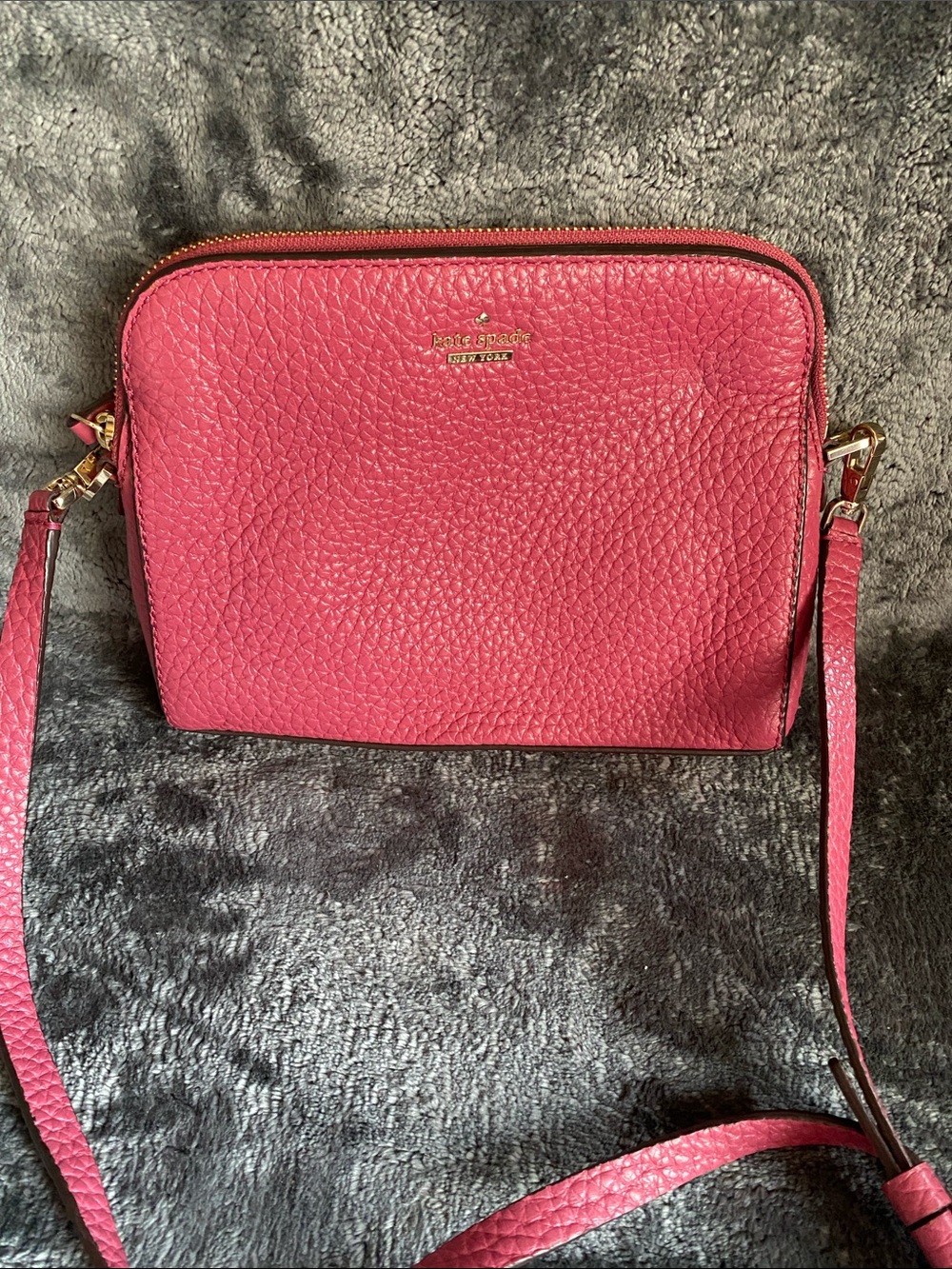 kate spade Pink Pebbled Leather Crossbody with Gold-Tone Hardware